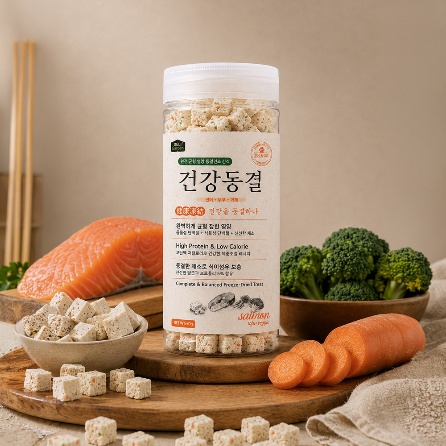 건강동결 동결건조 트릿 연어,두부,채소 50g